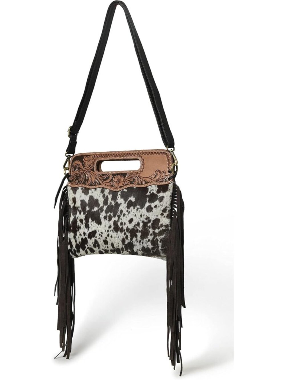 Western Suede Fringe Brown Leather Crossbody Bag Hobo Shoulder Sling Bags for Wo - Picture 3 of 8